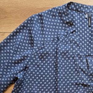 MAURICES Blue Polka Dot 3/4 Sleeve Popover Blouse Shirt Top XL